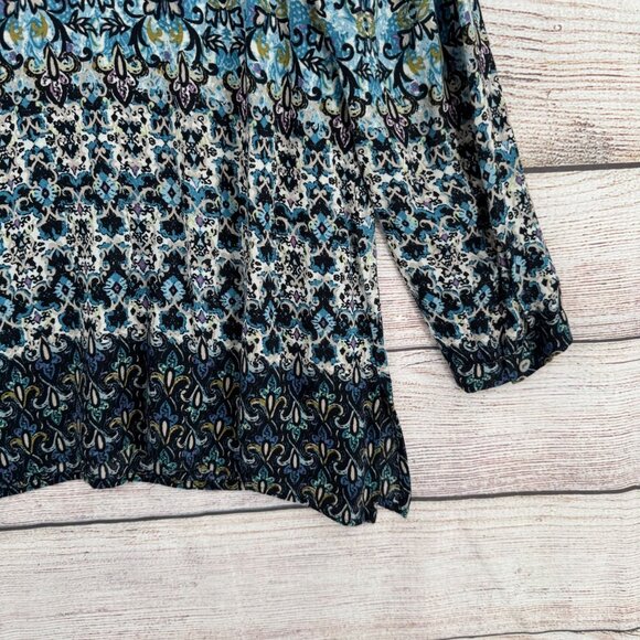 J. Jill V-Neck Floral Watercolor Tunic Blouse Women's Size Large Multicolor - Picture 7 of 12